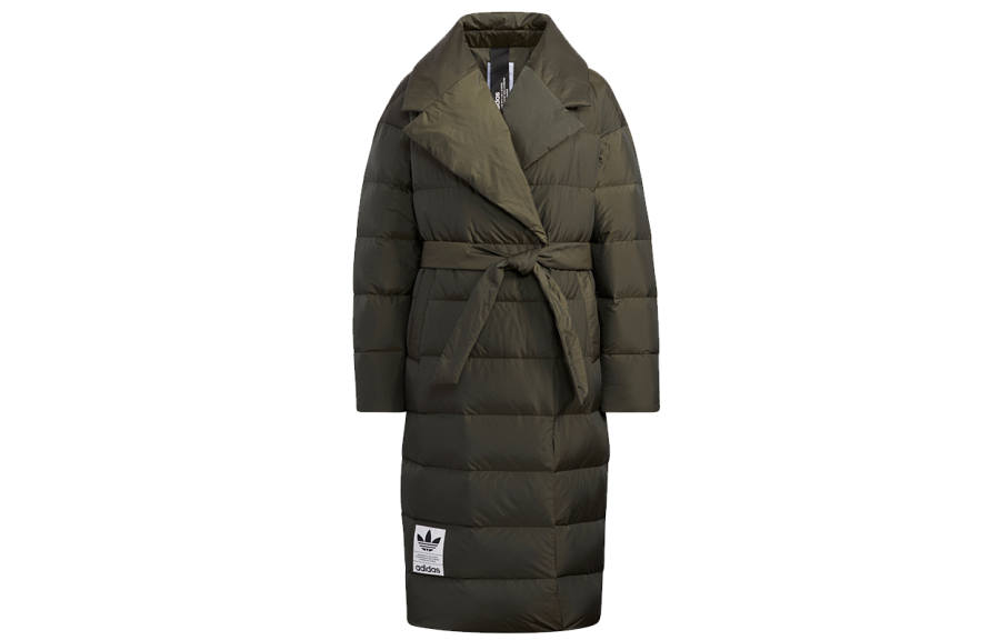 Adidas Originals Down Jackets Women's Olive Lapel Moderate Down Coat