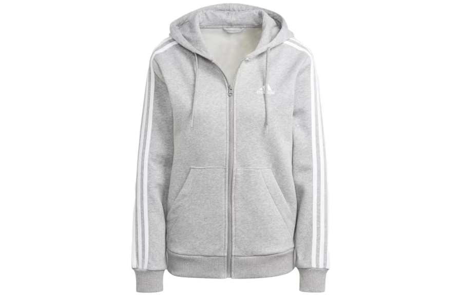 Adidas Adidas Free Shipping With AdiClub Essentials 3 Stripes Full Zip Fleece Hoodie