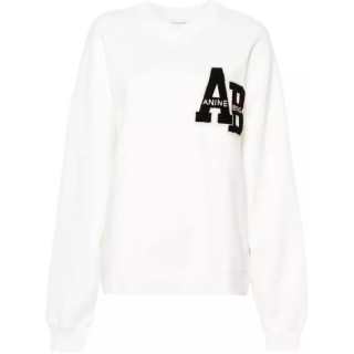 Anine Bing Miles Logo Patch Jersey Sweatshirt