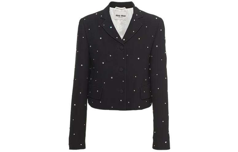 MIU MIU Jackets Women's Black Lapel Moderate Other