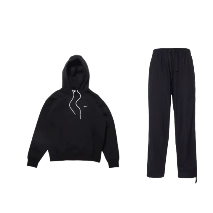 Nike Nike Logo Embroidery Solid Color Fleece Lined Hooded Pullover Sweatshirt Loose Fit Lace Up Pants Casual Sportswear