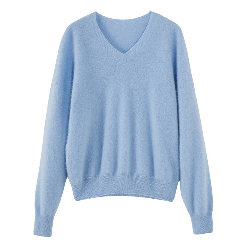 XIANGYING Cashmere Sweaters Women's V Neck Moderate A Line