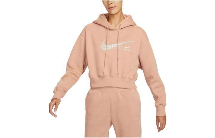 Nike Nike Letter Print Hooded Casual Loose Fit Fleece Lined Sweatshirt Women's Phellodendron