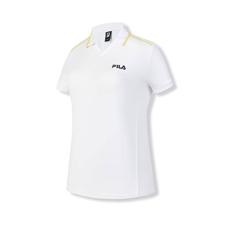 FILA Polo Shirts Women's Jade White V Neck Moderate Straight Fit