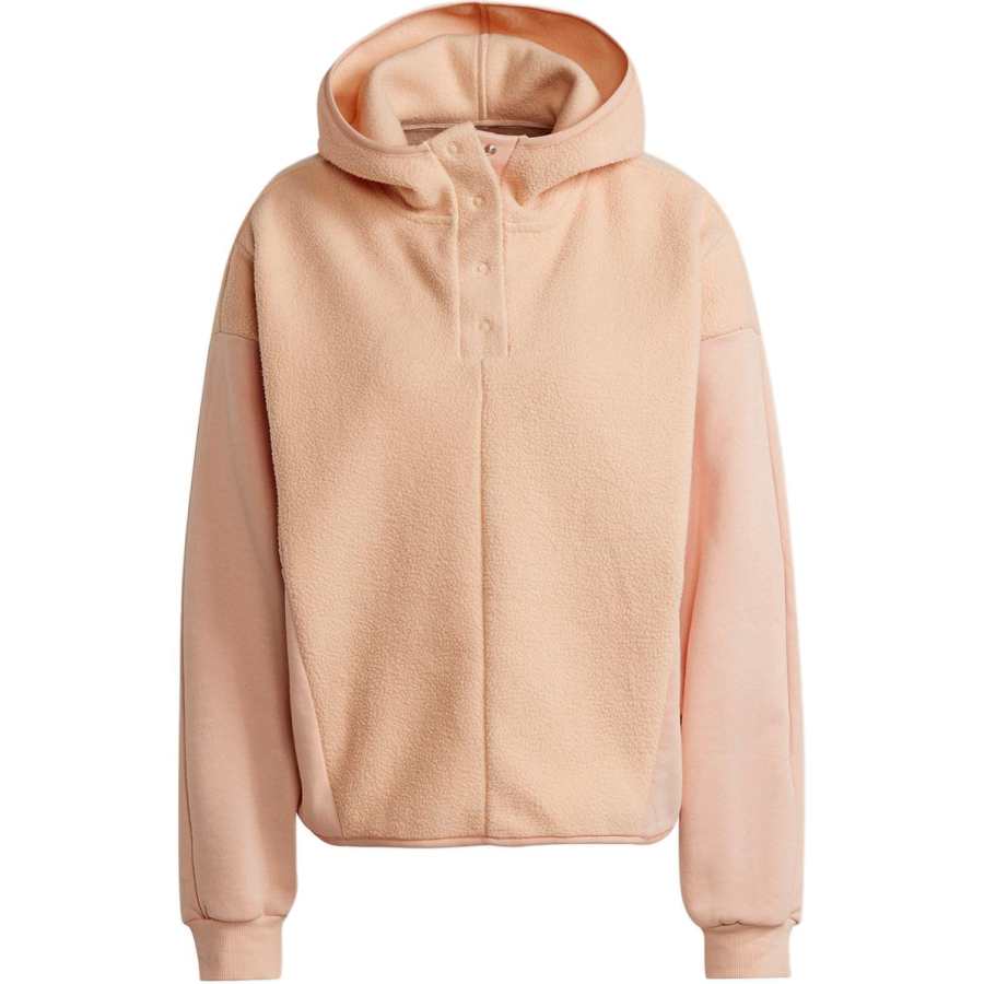 Adidas Adidas Minimalist Style Solid Color Thickened And Fleece Lined Casual Hooded Long Sleeved Sweatshirt Women's Light Pink