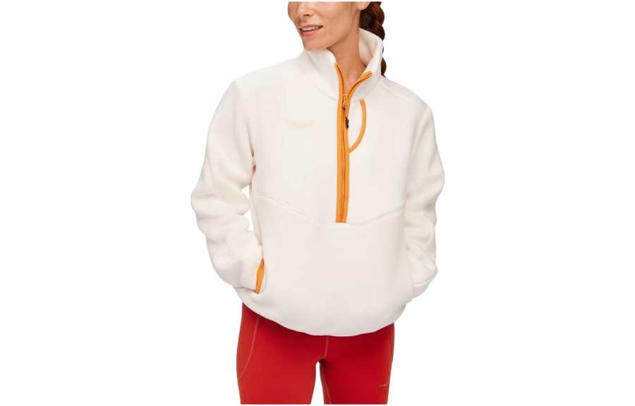 HOKA ONE ONE FLEECE Sweatshirts Women's White Stand Collar Moderate Regular