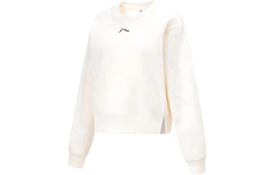 Li-Ning Li Ning Fitness Series Letter Logo Print Fleece Lined Thermal Antibacterial Loose Fit Pullover Sweatshirt Women's