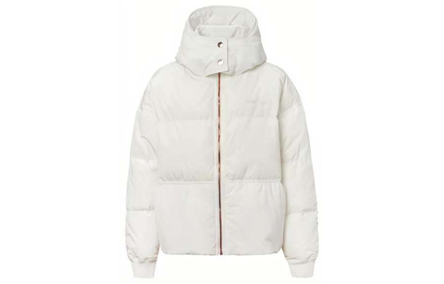 Converse Down Jackets Women's Ecru Hooded Non Detachable Moderate