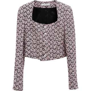 Alessandra Rich Houndstooth Cropped Jacket