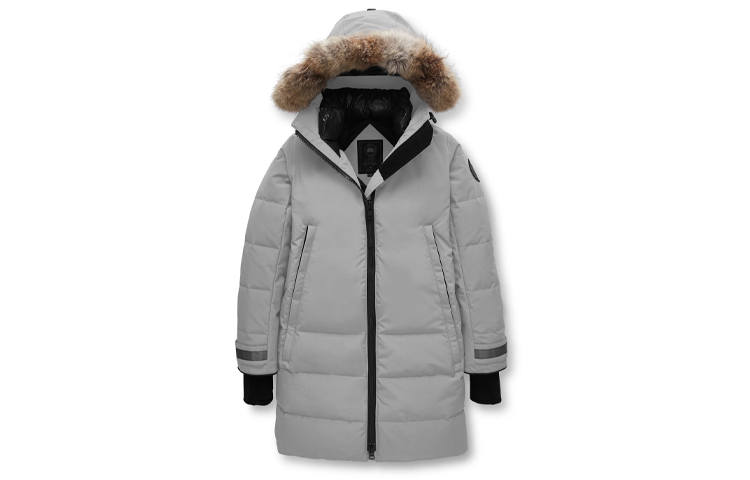 Canada Goose Black Mark Down Jackets Women's Silver Birch Hooded Moderate Parka Down Jacket