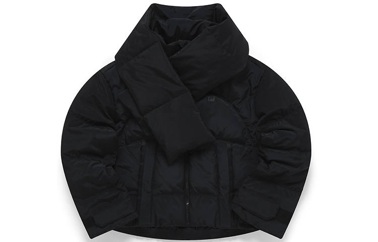 FILA Athletics Down Jackets Women's Pitch Black Stand Collar Thickened Detachable Down