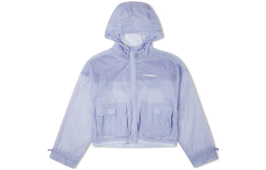 Converse TRANSPARENT Jackets Women's Purple Hooded Thin Other