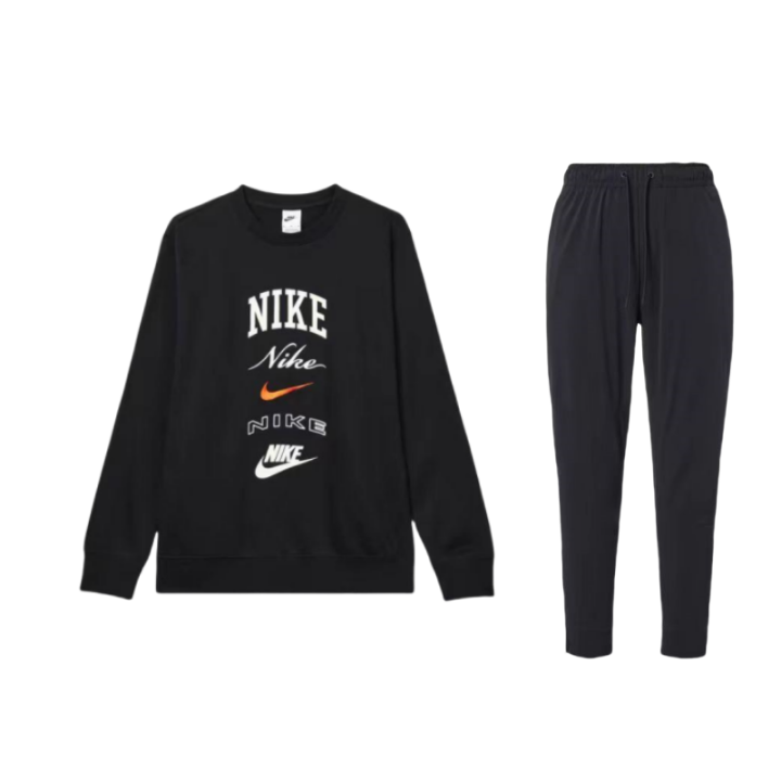 Nike Nike Club Fleece Letter Print Crew Neck Fleece Lined Long Sleeved Sweatshirt Solid Color Quick Dry Breathable Pants