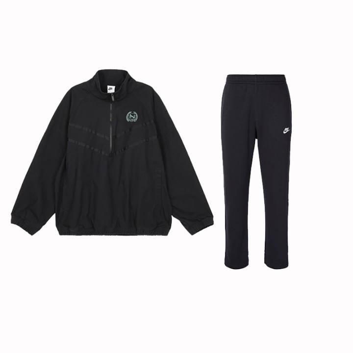 Nike Nike Logo Letter Stand Collar Zippers Long Sleeved Fleece Lined Thermal Breathable Training Pants Casual Sportswear