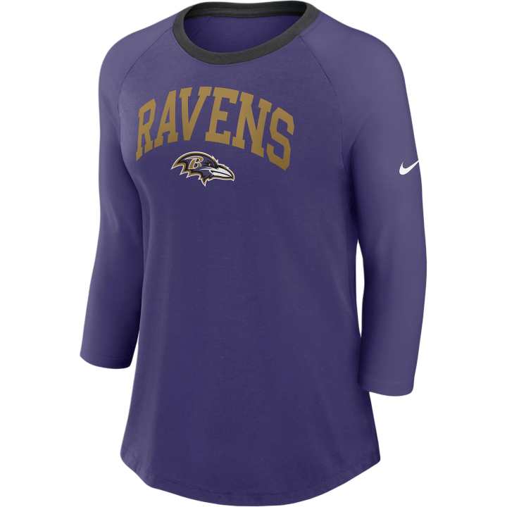 Nike Nike Baltimore Ravens Women's Nike Nfl 3/4 Sleeve T Shirt