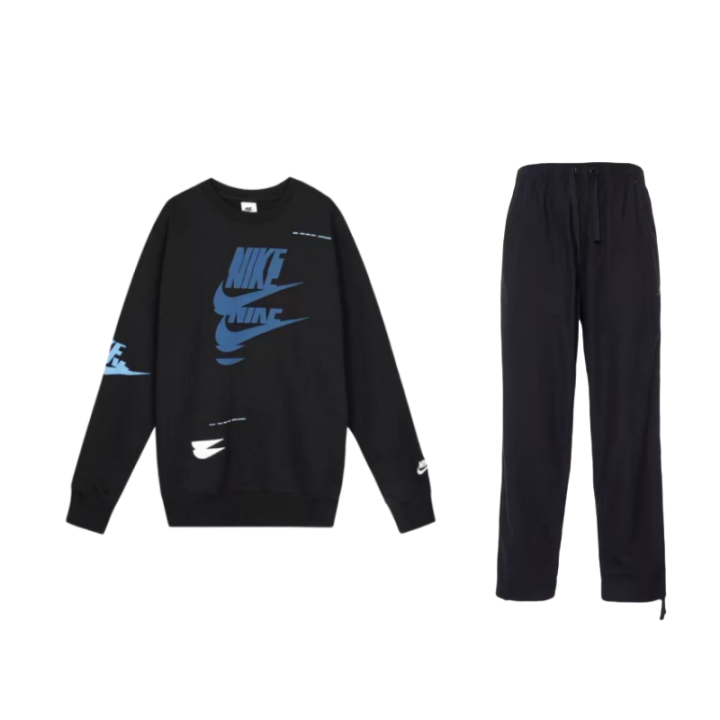 Nike Nike Logo Print Fleece Lined Crew Neck Pullover Sweatshirt With Embroidery Loose Fit Pants Casual Sportswear Unisex