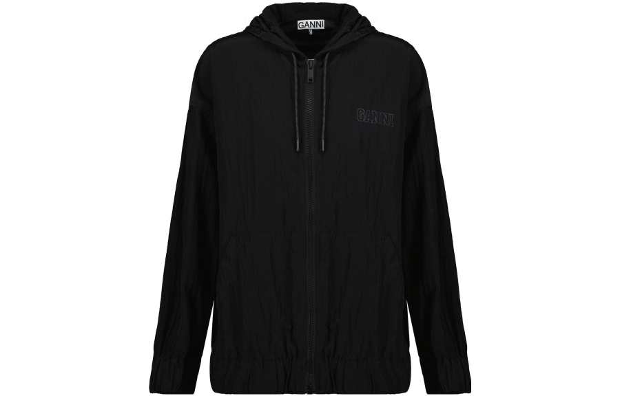GANNI Jackets Women's Black Hooded Moderate