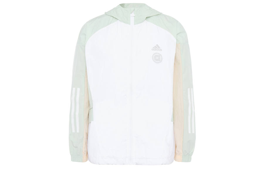 Adidas adidas Women'ss Striped Logo Print Zip-Up Hooded Jacket White