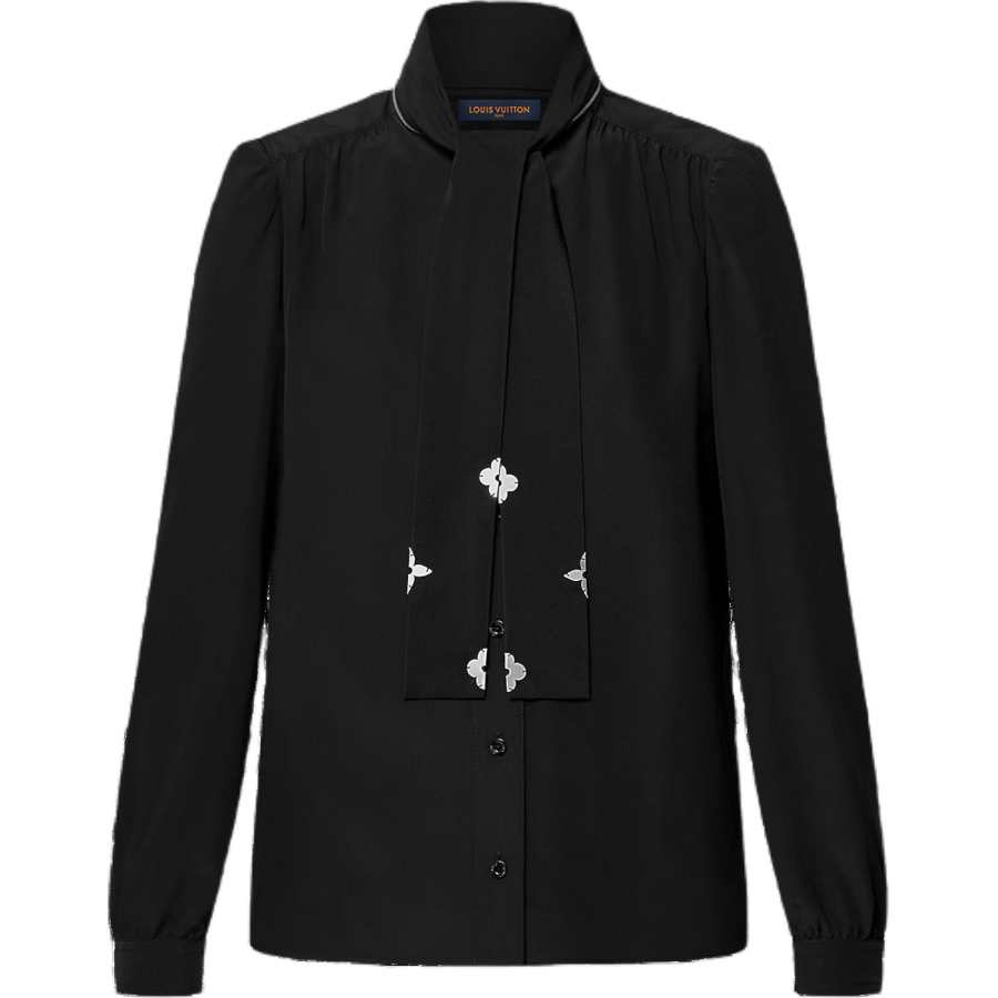 LOUIS VUITTON LOUIS VUITTON Monogram Accent Lavallière Blouse