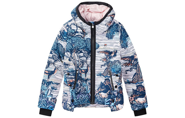 FILA Down Jackets Women's All Over Print Hooded Moderate Other