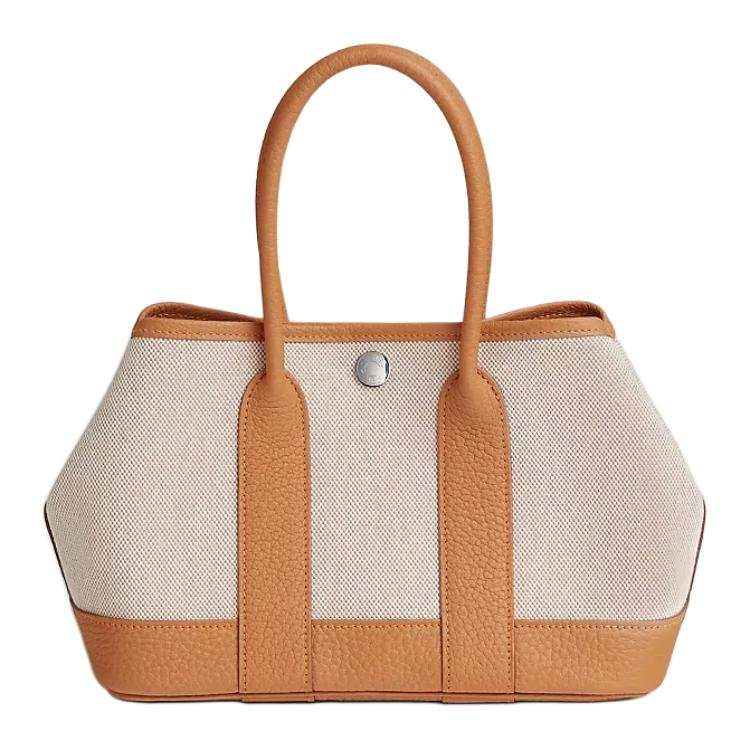 HERMES Neo Garden H Viking Canvas With Negonda Calfskin Handbag Mini Women's Orange & Gray