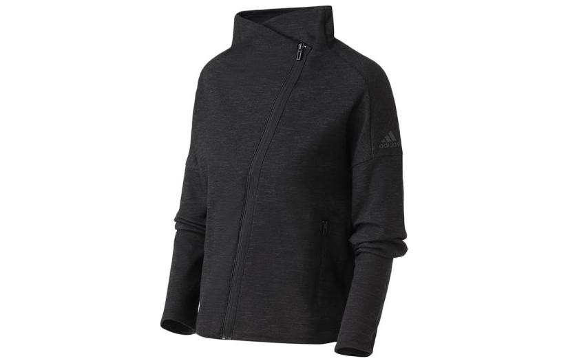 Adidas Adidas Jackets Women's Black Gray Color Stand Collar Moderate Straight Fit