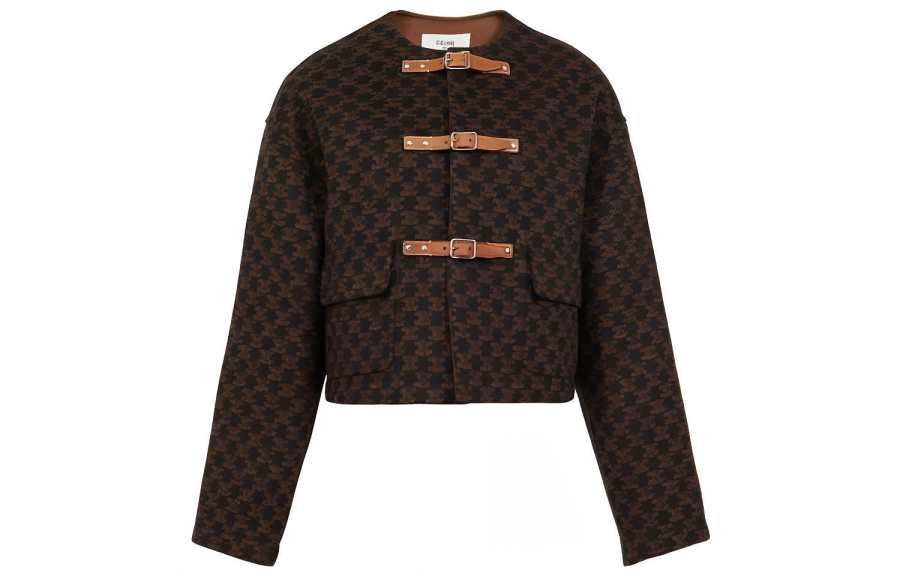 CELINE CELINE Jackets Women's Brown Crew Neck Moderate Other