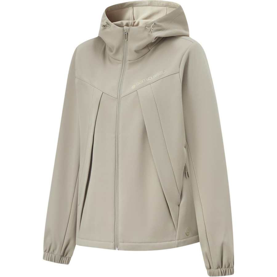 Li-Ning Li Ning Fitness Series Loose Fit Fleece Lined Hooded Zippers Letter Jackets & Coats Women's Dusty Gray