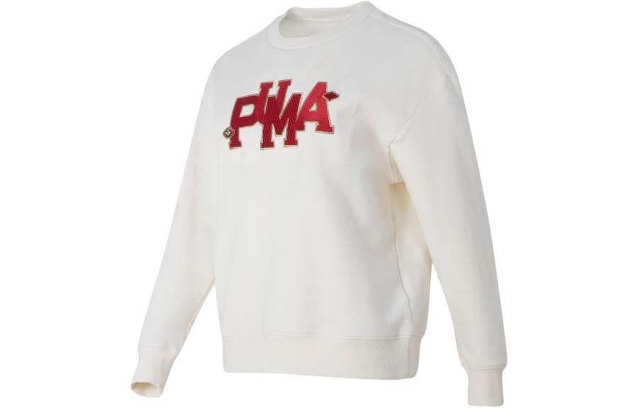 PUMA CNY Sweatshirts Women's White Crew Neck Moderate Regular