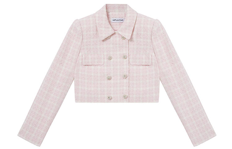 Self-portrait Self portrait Jackets & Coats Women's Red And Pink Plaid