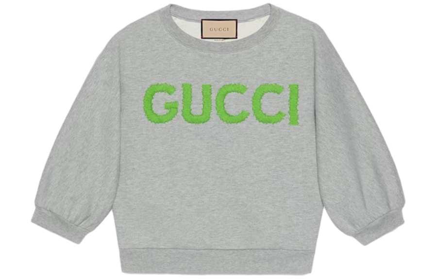 GUCCI Logo-embroidered Cropped Cotton Sweatshirt