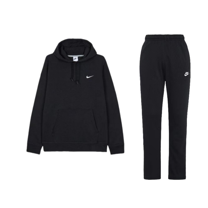 Nike Nike Hooded Fleece Lined Comfortable Long Sleeved Sweatshirt With Mid Rise Straight Fit Pants Casual Sportswear Men's