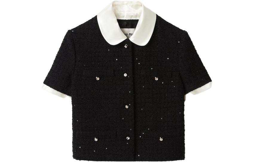 MIU MIU Knitwear Women's Black Lapel Moderate Other