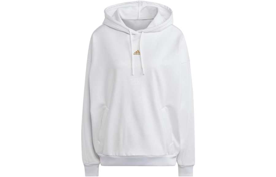 Adidas Adidas Embossed Monogram Fleece Hoodie Sweatshirt Women's White