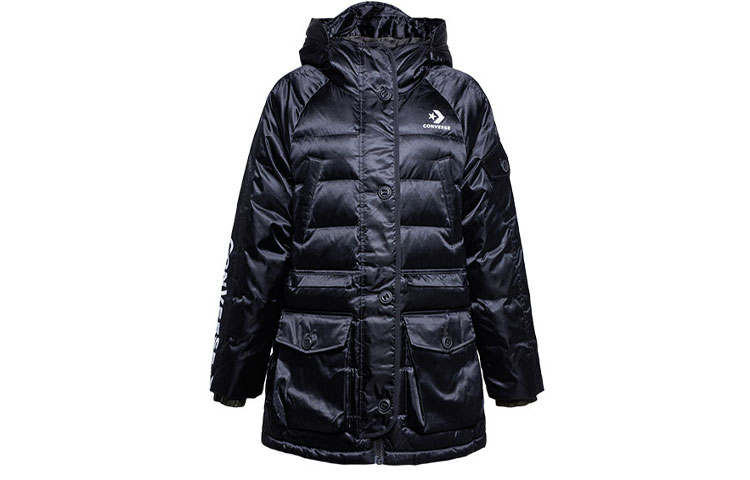 Converse Converse Down Jackets Women's Ink Black Hooded Moderate Other