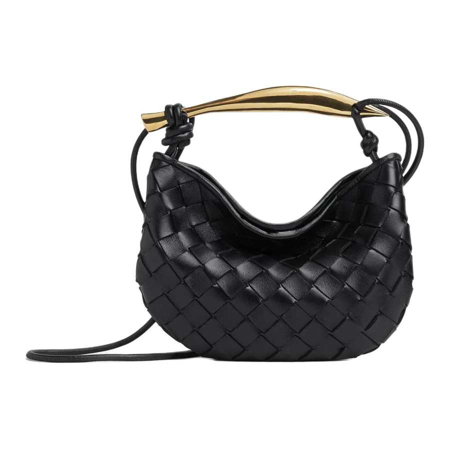 Bottega Veneta Sardine Lambskin One Shoulder Handbag Women's Black