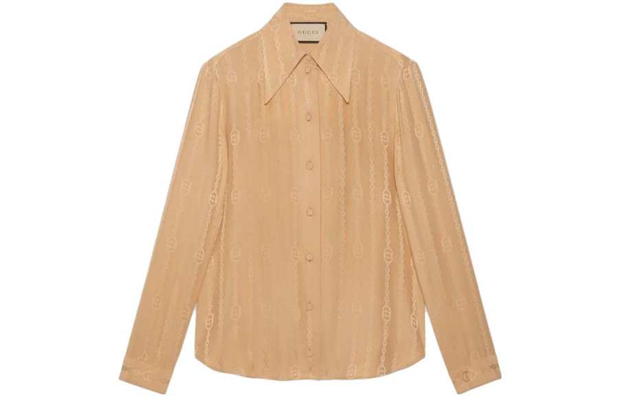 GUCCI Shirts Women's Beige Lapel Moderate Other