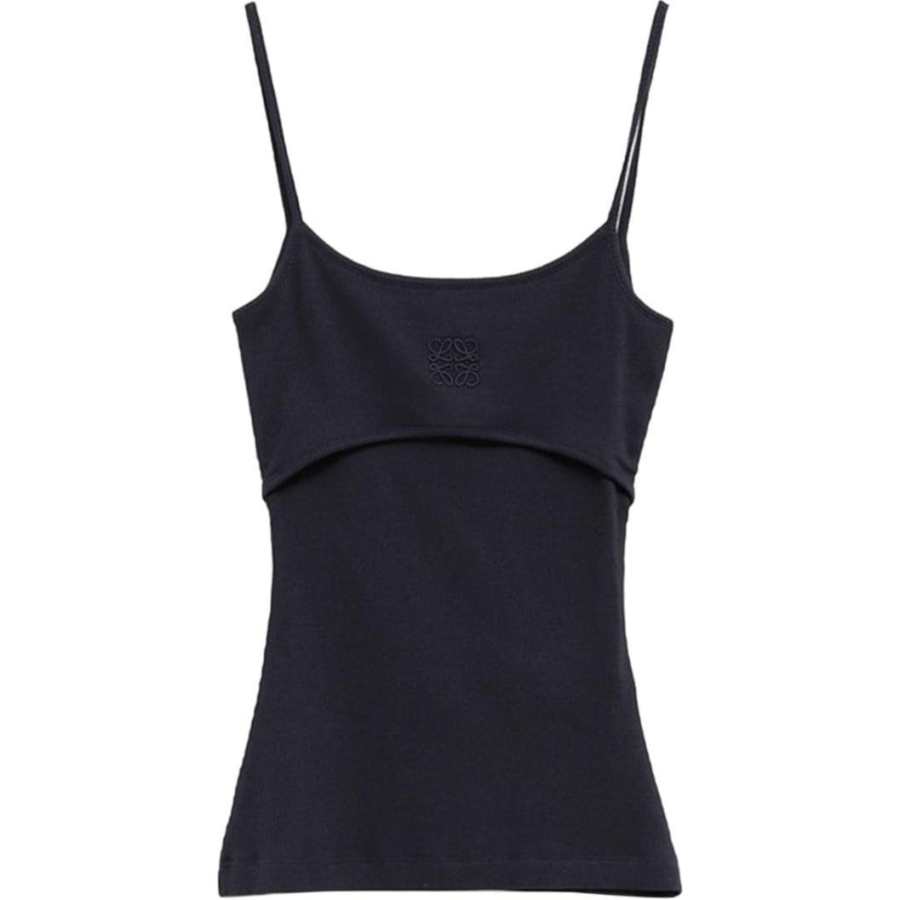 LOEWE Anagram Strappy Cotton Top Ocean Blue