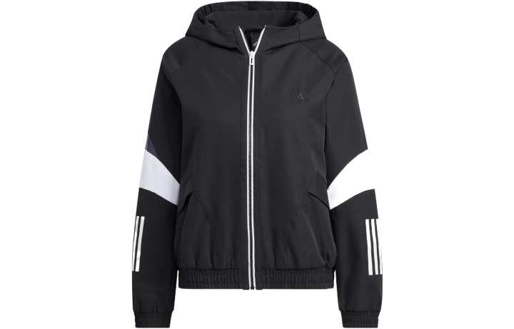 Adidas adidas Women'ss Logo Embroidered Striped Woven Jacket Black