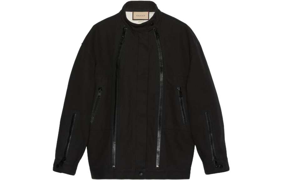GUCCI Zipper Detailed Denim Jacket Black
