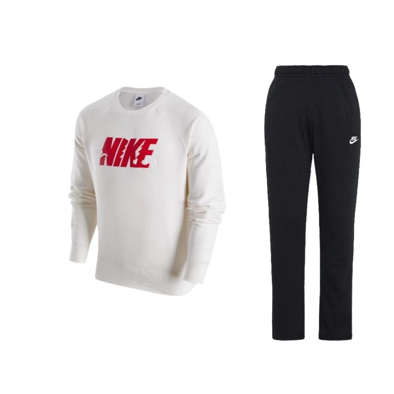 Nike Nike CNY Collection Logo Fleece Lined Crew Neck Sweatshirt With Comfortable Straight Fit Pants Casual Sportswear Men's