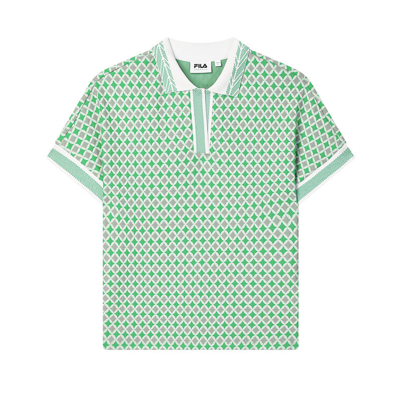 FILA Polo Shirts Women's All Over Print Polo Collar Moderate Straight Fit