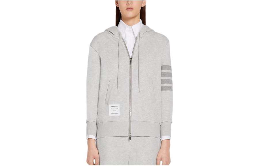 THOM BROWNE 4-Bar Striped Zipped Hoodie