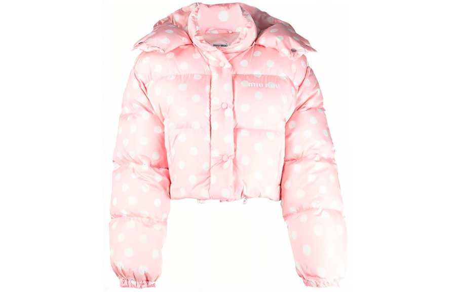 MIU MIU MIU MIU Cropped Printed Nylon Down Jacket 'Pink/White'