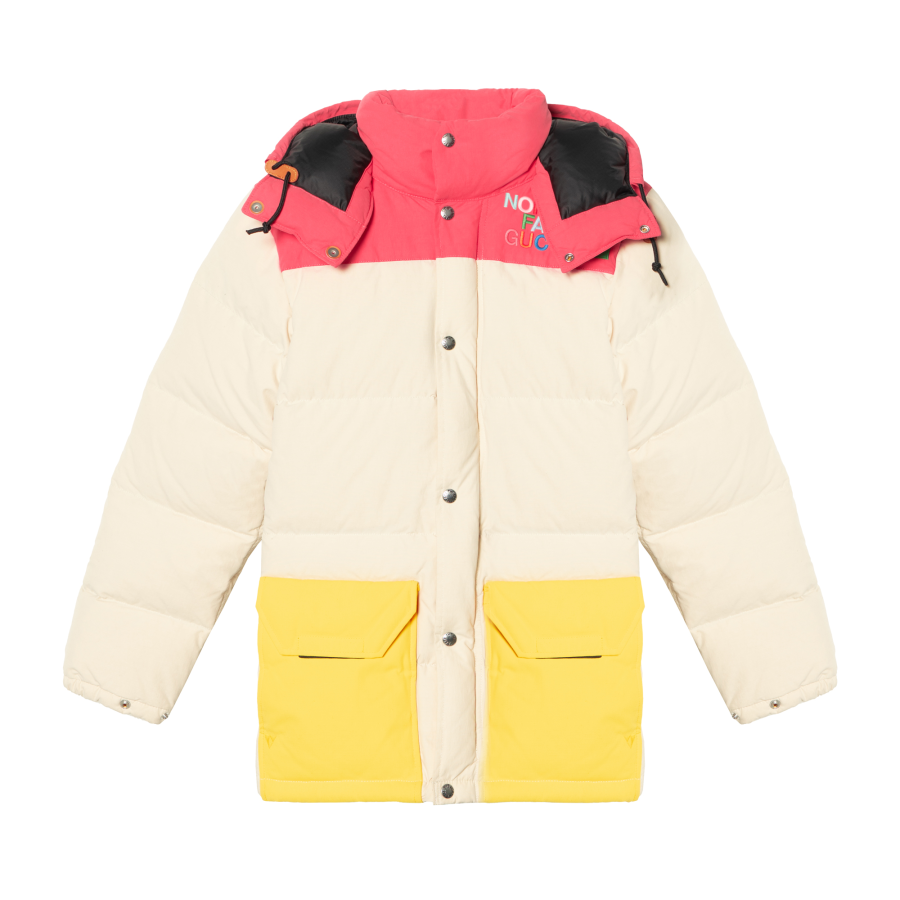 GUCCI X The North Face Down Jacket Ivory/Dark Pink/Yellow