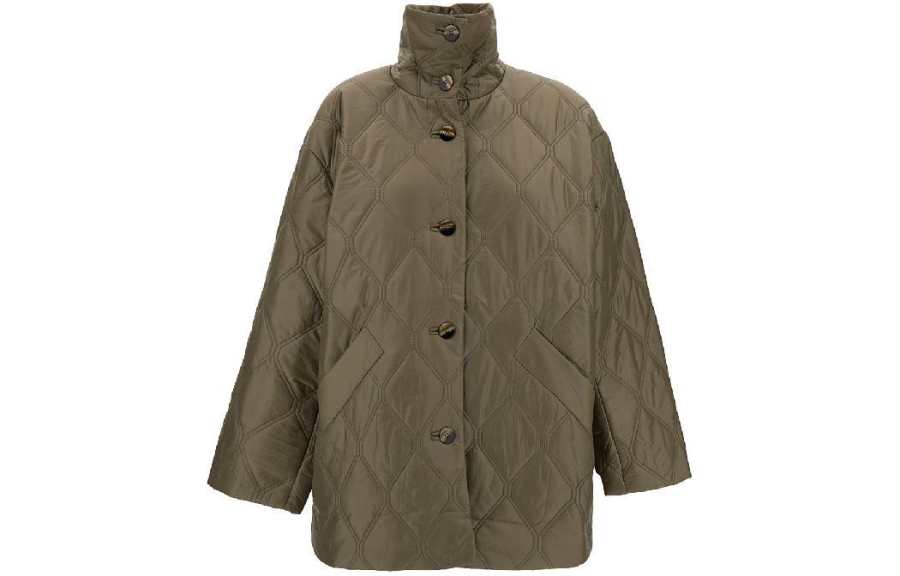 Ganni high-shine finish quilted jacket