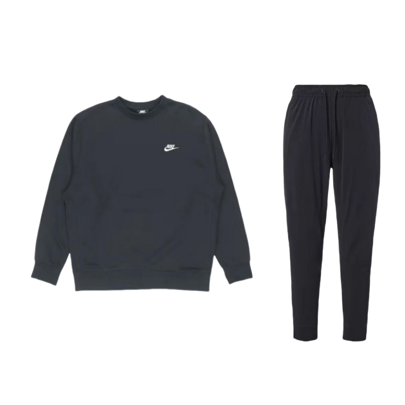 Nike Nike Sportswear Club Solid Color Versatile Fleece Lined Fashion Sweatshirt Mid Rise Lace Up Pants Casual Sportswear