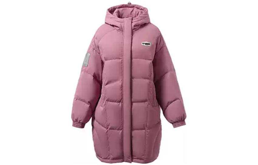 Li-Ning Li Ning Sports Fashion Collection Down Jackets Women's Blackcurrant Color Hooded Moderate Other