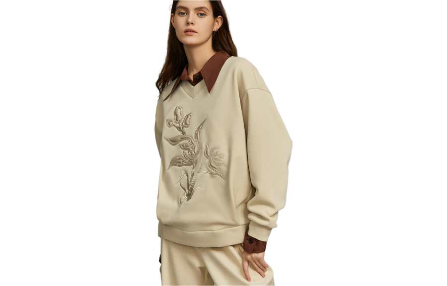 ELLE Sweatshirts Women's V Neck Moderate Other