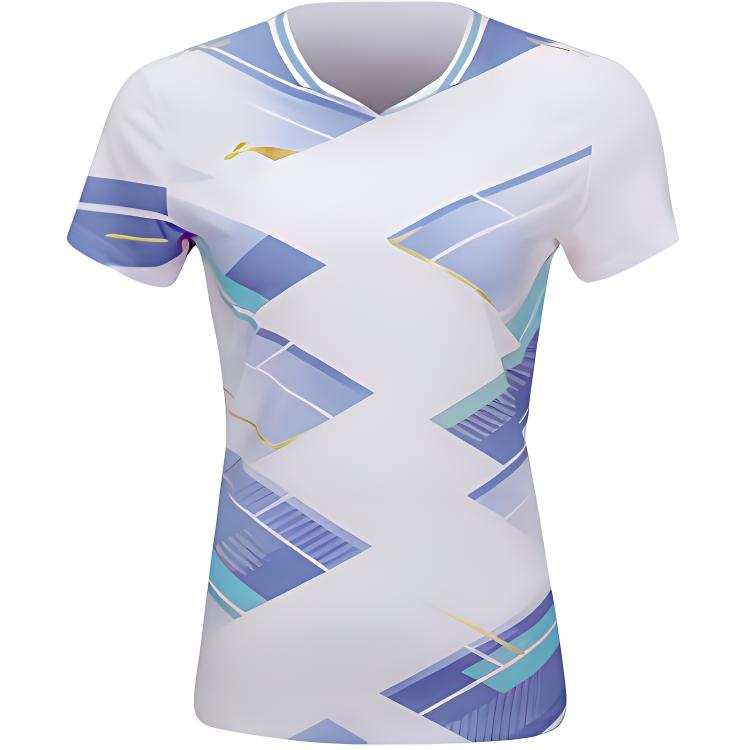 Li-Ning Li Ning T Shirts Women's White V Neck Moderate Straight Fit